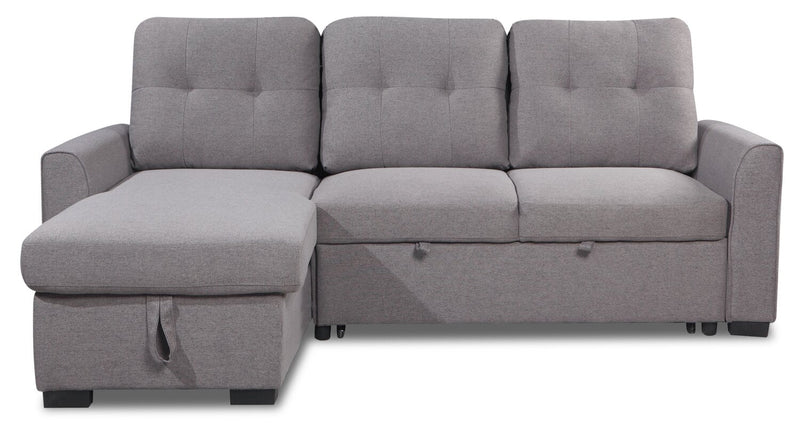 Carter 2-Piece Left-Facing Linen-Look Fabric Sleeper Sectional with Storage Chaise - Solis Grey 