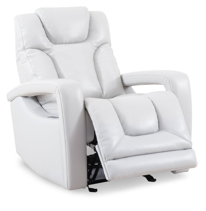 Kenzo 35\" Fog Grey Faux Leather Power Reclining Chair with Power Headrest, Footrest and USB Port