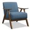 Kyra 28.5\" Linen-Look Fabric Accent Chair with Curved Arms and Wood Frame - Blue 