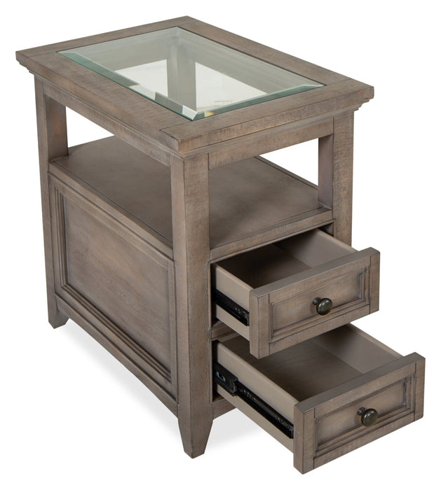 Hanson 15” Traditional Pine Chairside Table with Storage - Dovetail Grey