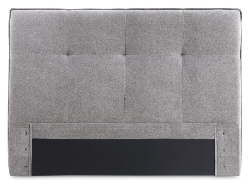 Amos Grey Upholstered Platform Bed with Tufted Headboard - King