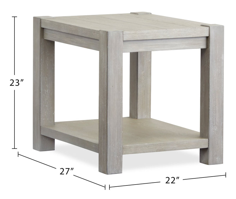 Clifford 22” Contemporary Solid Wood End Table with Shelf - Calico Grey