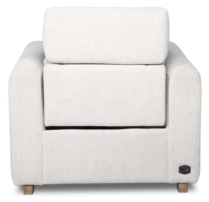 Sable Chenille Power Recliner - Alabaster