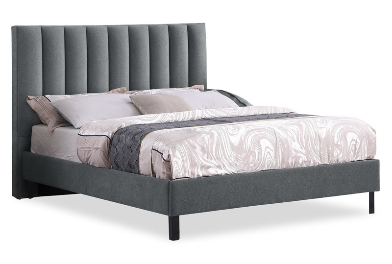 Amos Charcoal Channel Fabric Headboard - Queen
