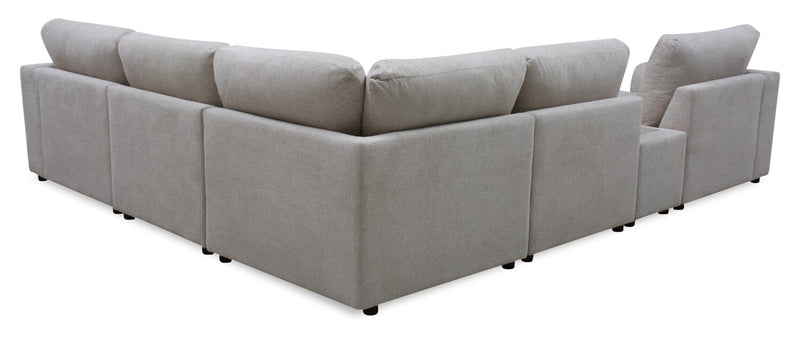 Voyage Modular 6-Piece Right-Facing Fabric Sectional with Console and Removable Back Cushions – Beige