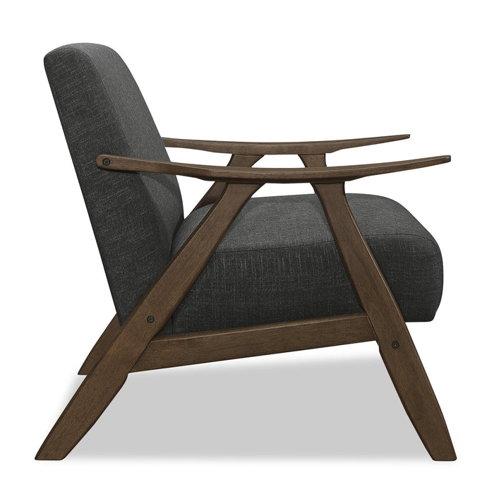 Kyra 28.5\" Linen-Look Fabric Accent Chair with Curved Arms and Wood Frame - Grey 