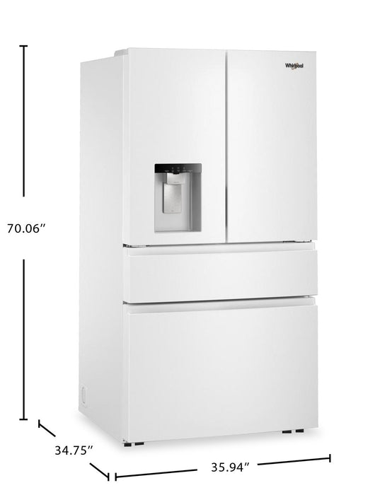 Whirlpool 36” 29 Cu. Ft. French Door Refrigerator - White - WRMF3536SW