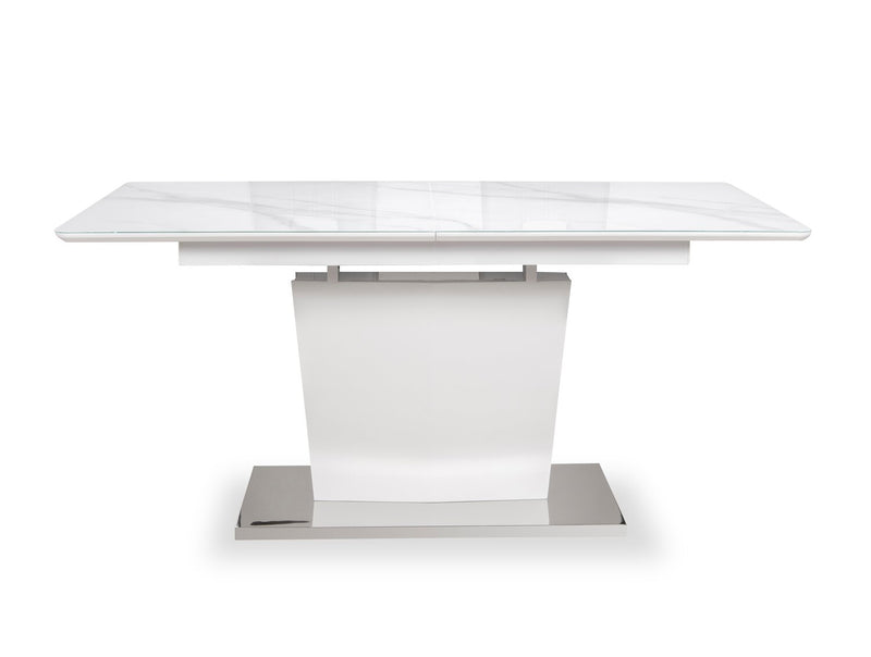 Naya 7pc Dining Package with 63-78.75\"W Extension Table & 6 Chairs - Faux White Marble & Grey