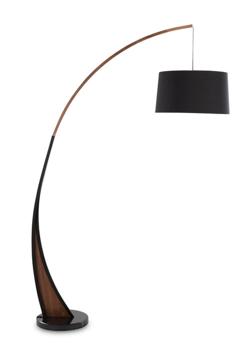Sybil 18\" Mid-Century Modern Floor Lamp with Marble Base – Black Walnut