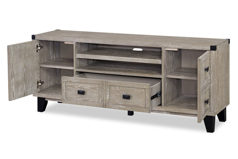 Eamon 64” Solid Wood TV Stand with Storage - Grey