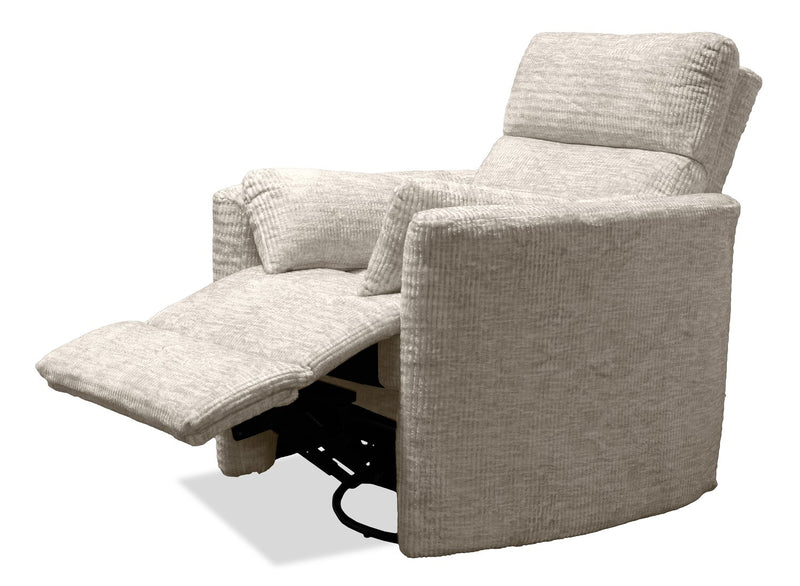 Remi 38\" Fabric Swivel Glider Reclining Chair – White