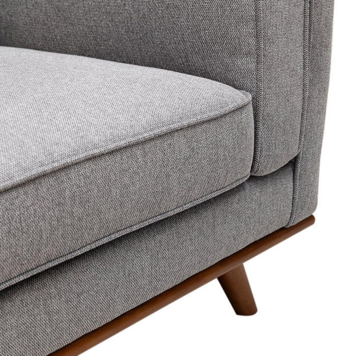 Kort & Co. Kassia 80\" Grey Linen-Look Fabric Condo-Size Sofa with Wood Base and Legs