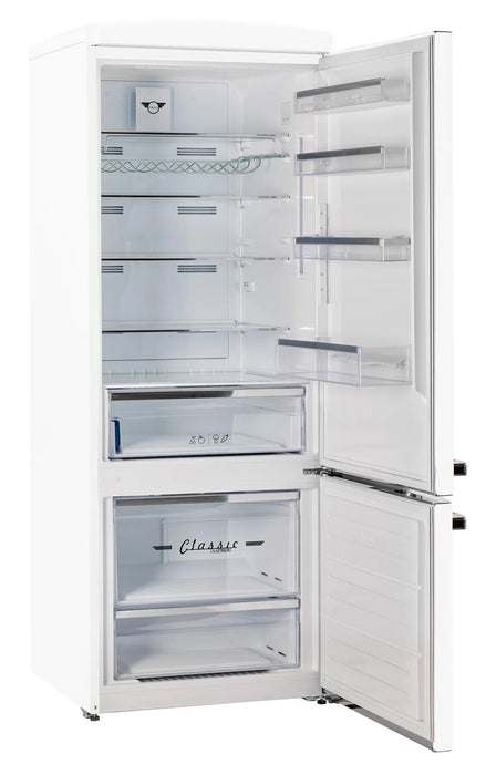 Unique Classic Retro 28\" 17 Cu Ft. Bottom Mount Refrigerator - White - UNQ-455L W AC