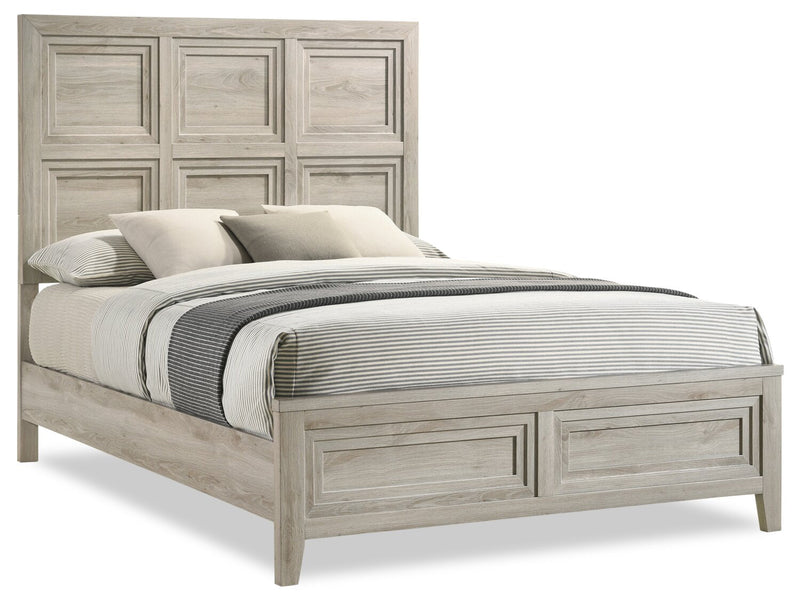 Lara Panel Bed with Headboard & Frame, Antique Grey - Queen Size 