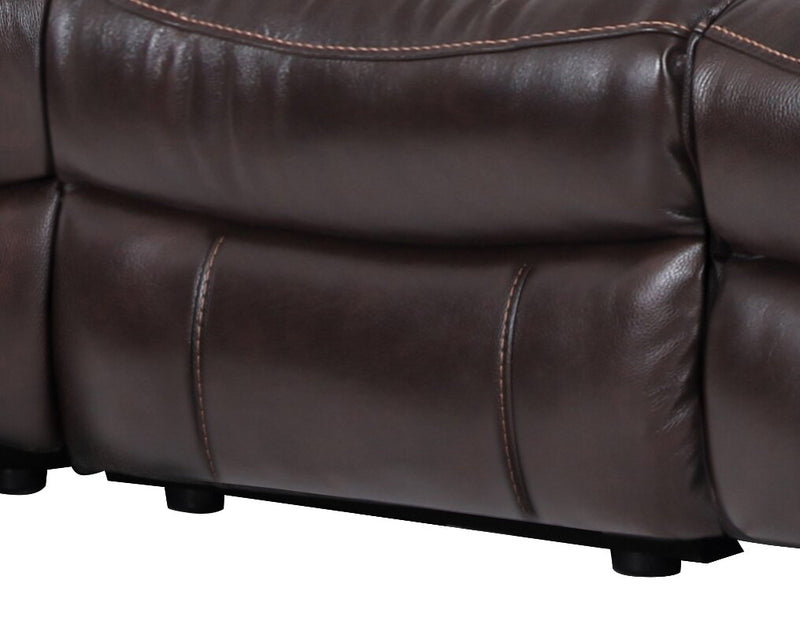 Leo 6-Piece Genuine Leather Power Reclining Sectional with Storage Console and Dual Cupholders - Walnut Brown 