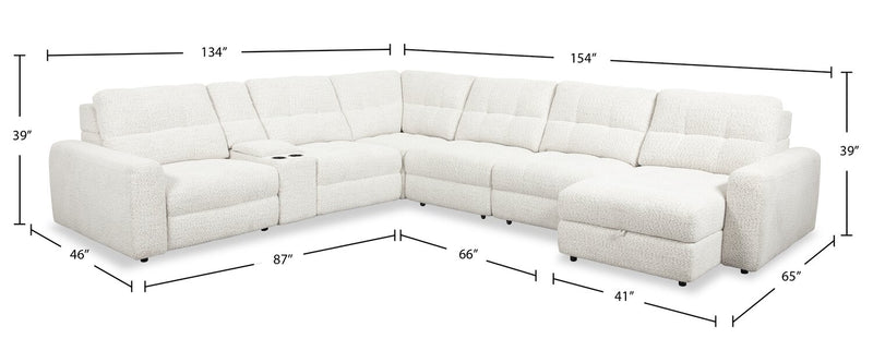 Scott Living Elevate Modular 7-Piece Right-Facing Beige Chenille Fabric Sectional with Power Reclining