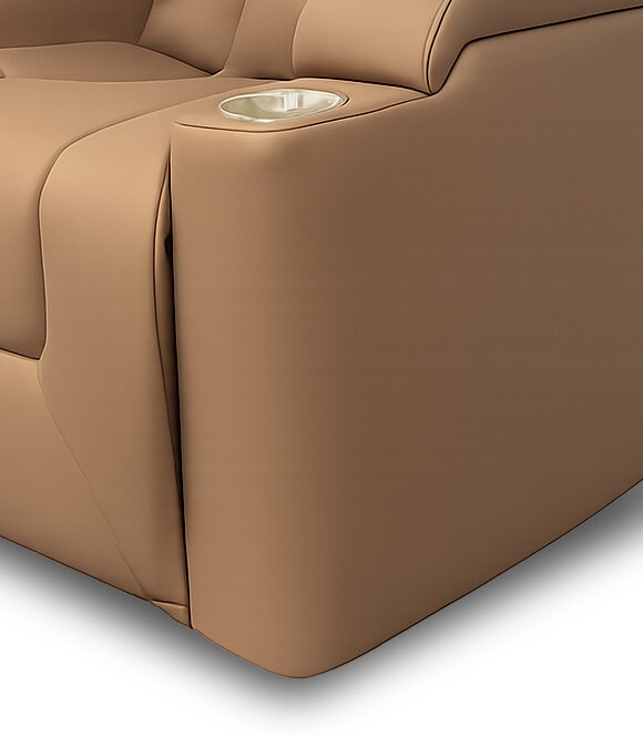 Rylen 35.4\" Faux Leather Power Reclining Chair with Power Headrest and Storage Armrests – Brown 