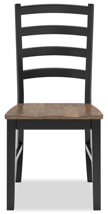 Raven 7pc Dining Package with 60-78\"\"W Extension Table & 6 Chairs - Two-Tone Black & Brown
