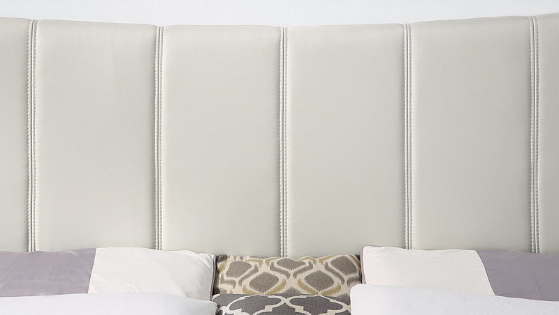 Paseo Platform Bed in Taupe Vegan-Leather Fabric - Queen Size