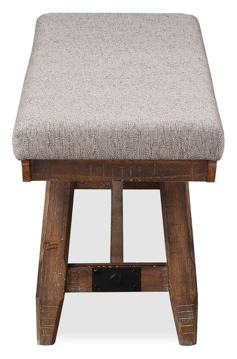 Cedar Dining Bench with Polyester Fabric, Pine Wood, Trestle-Base, 60\"W - Brown 