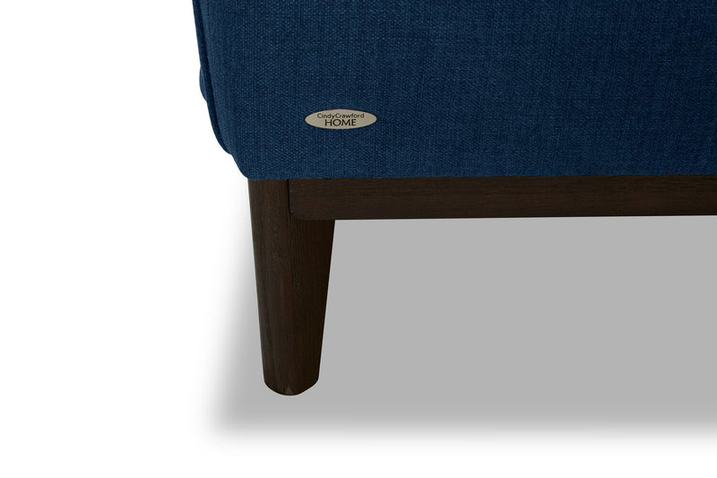 Cindy Crawford Home Gena 38.5\" Midnight Blue Linen-Look Fabric Chair with Removable Back Cushion