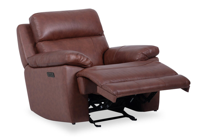 Sorrento 42\" Madrid Brick Brown Genuine Leather Power Reclining Chair with USB Port