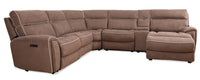 Cindy Crawford Home Newport 6-Piece Right-Facing Faux Suede Power Reclining Sectional - Taupe