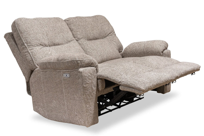 Made in Canada Dawson 64\" Fabric Power Reclining Loveseat with USB Port and Accent Pillows - Beige 