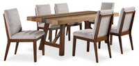 Boden 7pc Dining Set with Table & 6 Chairs, Trestle Base, 78