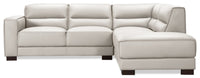 Citadel 2-Piece Right-Facing Top-Grain Genuine Leather Sectional with Rubberwood Legs - Frost White
