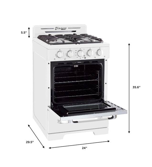 Unique Classic Retro 24\" 18.5 Cu. Ft. Offgrid Range [CB1.1]- White - UGP-24CR OF1 W