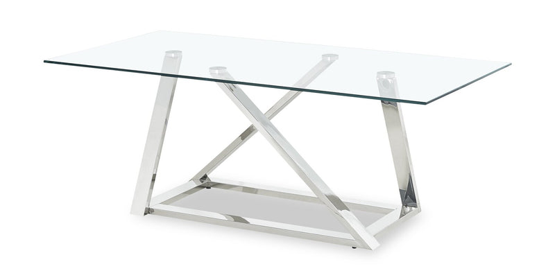 Briar 47\" Modern Glass Top Coffee Table - Silver