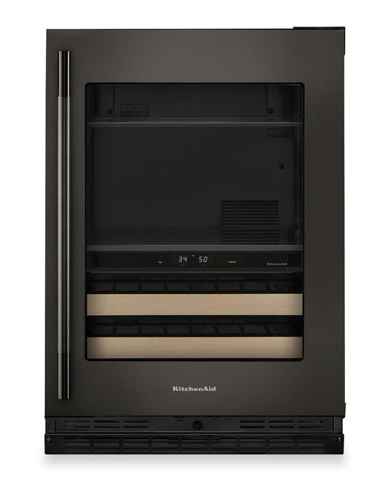 KitchenAid 24\" Beverage Centre with Wood-Front Racks – Black Ore - KUBR524SBE
