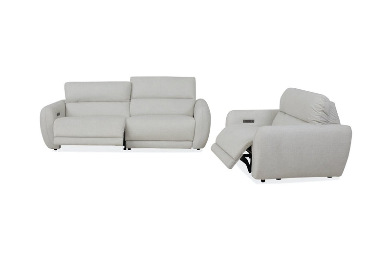 Cindy Crawford Home Kaia 92\" Fabric Power Reclining Sofa with Power Headrests - Beige 