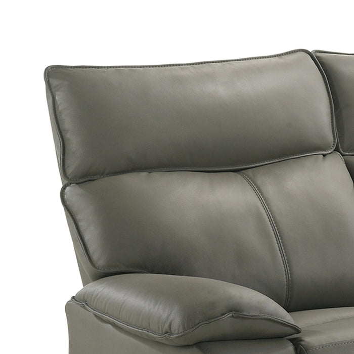 Matteo 64\" Genuine Leather Power Reclining Loveseat - Aviarah Grey