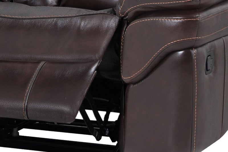 Leo 6-Piece Genuine Leather Reclining Sectional - Walnut