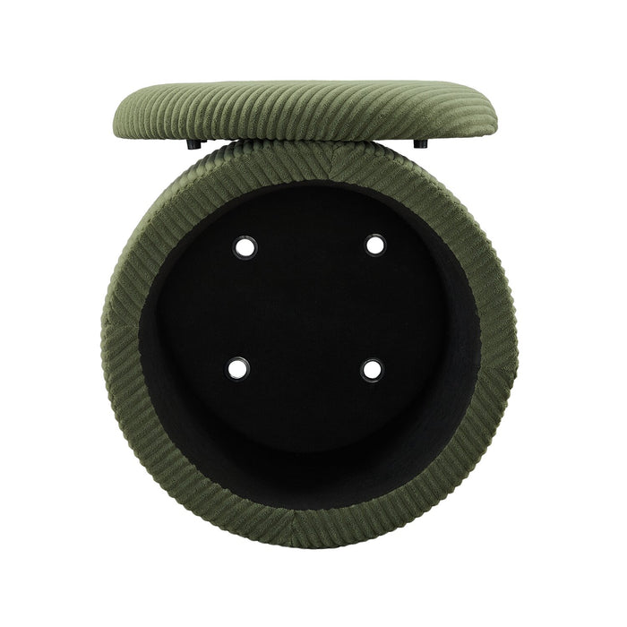 Saskatoon 17\" Round Corduroy Storage Ottoman - Green