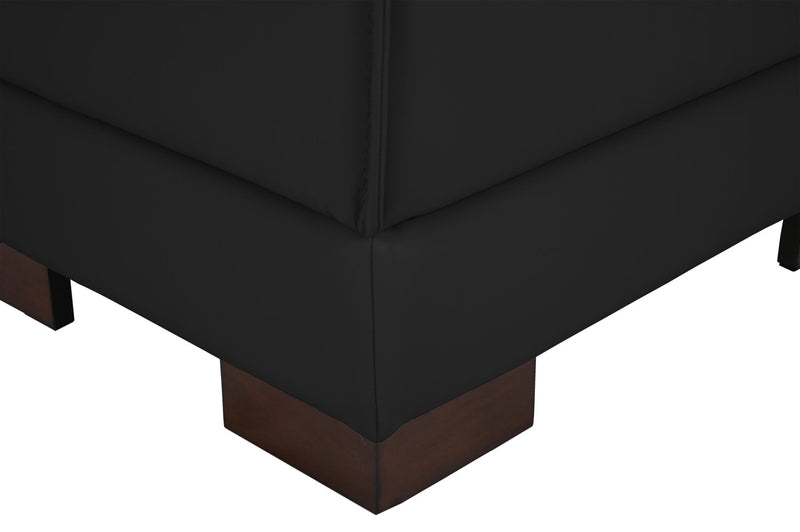 Citadel 28\" Top-Grain Genuine Leather Ottoman with Rubberwood Legs - Black
