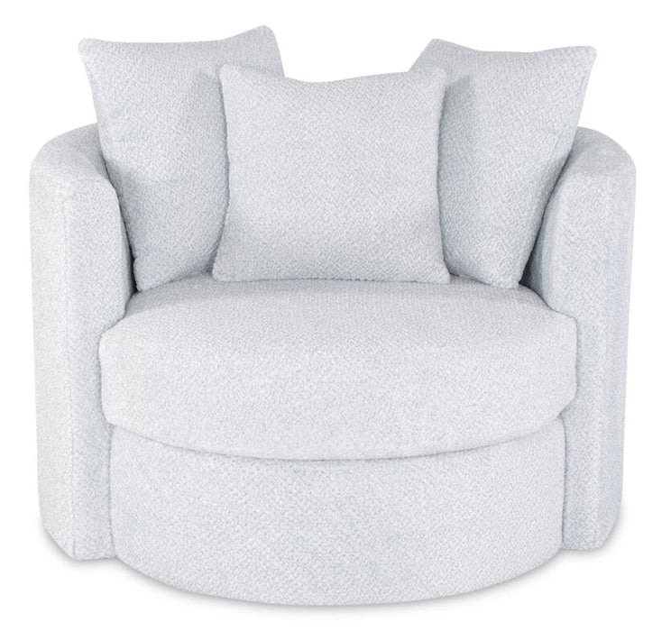 Made in Canada Midi 42\" Chenille Fabric Swivel Cuddler Accent Chair - Teddy Star Grey 