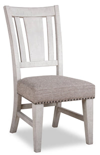 Willow Dining Chair with Cushion Fabric Seat & Nailhead Trim - Rustic White 