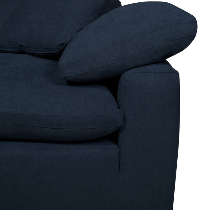 Eclipse Modular 124\" Linen-Look Fabric Sofa with Reversible Feather Down Cushions - Navy Blue 