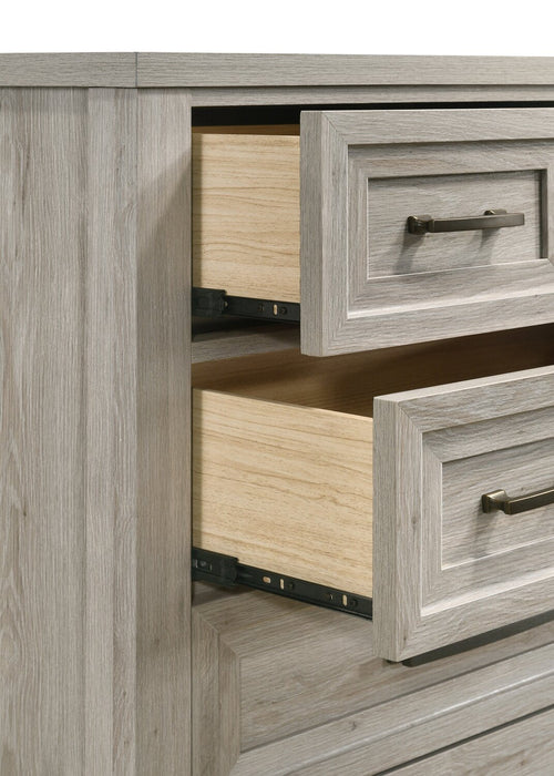 Lara Bedroom Chest of Drawers, 5-Drawer, 33.9\"W x 50.5\"H - Antique Grey 