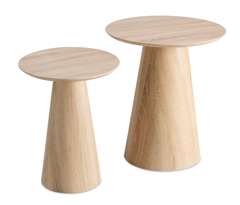Sloane 19.5\" 2-Piece Round Accent Table – Weathered White 