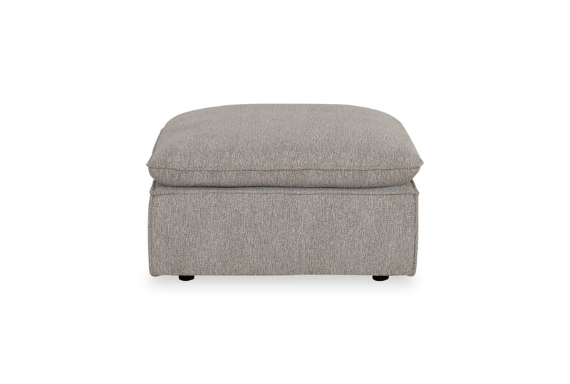 Fusion Modular 5-Piece Silver Grey Chenille Fabric Sectional with Feather Down Cushions and Ottoman