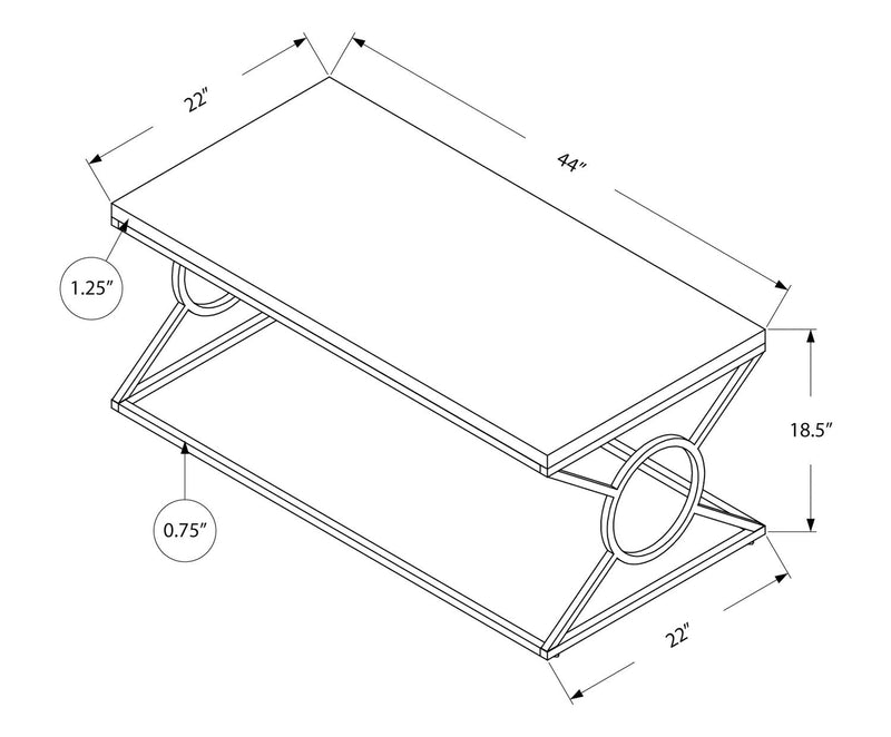 Shea 44\" Glam Coffee Table - White with Chrome Metal Base