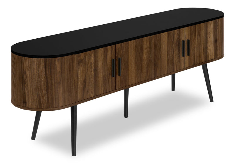 Elle 72\" Rustic TV Stand with Storage and Cable Management for TV's up to 80\"- Dark Brown and Black