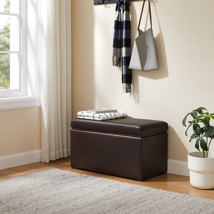 Edmonton 32\" Faux Leather Storage Ottoman - Espresso