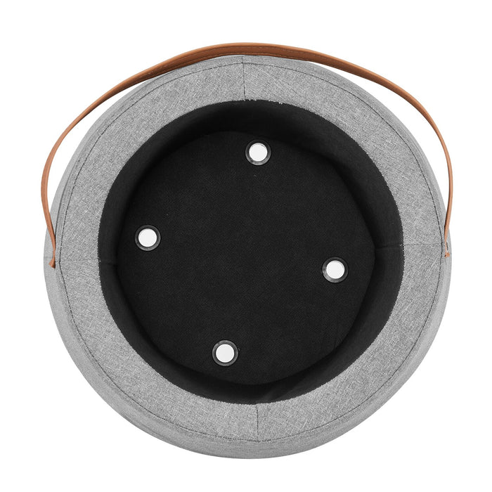 Vancouver Round Fabric Storage Ottoman - Grey