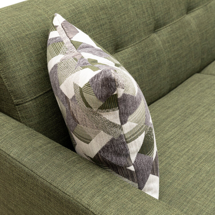 Kort & Co. Freeman 80” Avocado Green Linen-Look Fabric Condo Size Sofa with Wood Base and Legs
