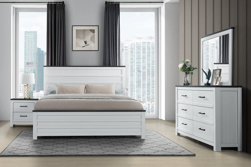 Zoey Bedroom 6-Drawer Dresser, 58.3\"W x 37.1\"H - Two-tone White & Brown 
